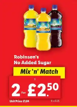 Lidl Robinson's No Added Sugar offer