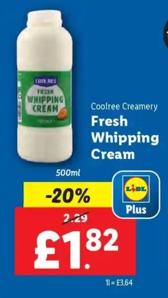 Lidl Coolree Creamery Fresh Whipping Cream offer