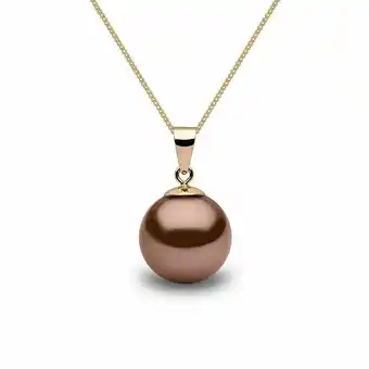 Costco 11-12mm Treated Tahitian Chocolate Brown Pearl Pendant, 18ct Yellow Gold offer