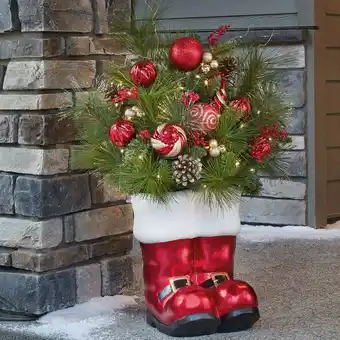 36 Inch (91.4cm) Christmas Floral Santa Boot Arrangement with 35 LED Lights