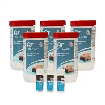 Costco Pro-Swim 5 x 1kg Hot Tub Chlorine Granules and 150 Test Strips offer