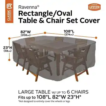 Costco Classic Accessories Ravenna Large Rectangular/Oval Patio Table and Chair Set Cover offer