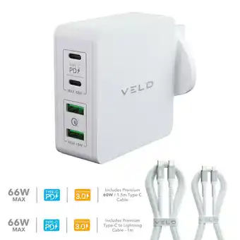 Costco VELD Super-Fast Max 66W 4 Port Wall Charger with Lightning or Type-C Cable offer