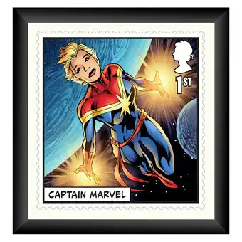 Costco Marvel Captain Marvel Framed Royal Mail® Collectable Stamp Print offer