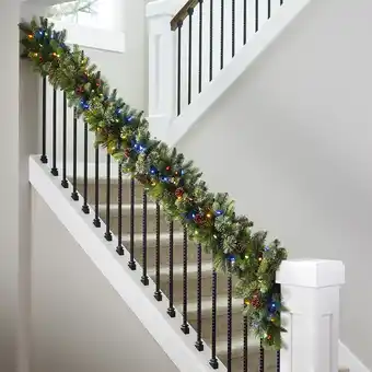 Costco 9ft (2.7 m) Pre-Lit Decorated Artificial Garland With 90 Dual Colour LED Lights offer