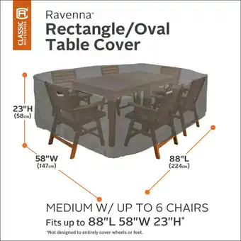 Classic Accessories Ravenna Medium Rectangular/Oval Patio Table and Chair Set Cover