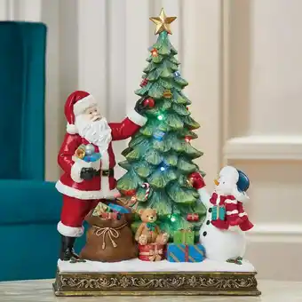 Costco 15 Inch (40.1cm) Santa & Snowman with Tree Tabletop Ornament with LED Lights offer