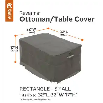 Costco Classic Accessories Ravenna Rectangular Small Patio Ottoman/Side Table Cover offer
