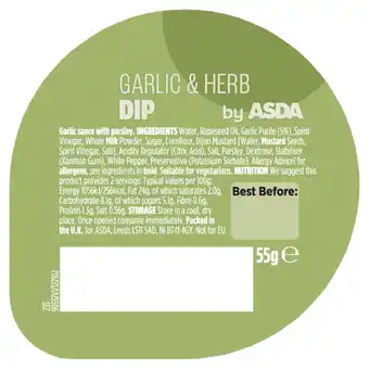 Asda ASDA Garlic & Herb Dip 55g offer