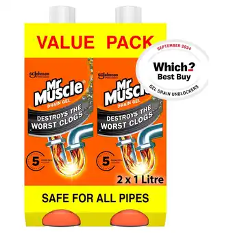 Morrisons Mr Muscle Drain Unblocker Twin Pack offer