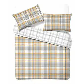 Morrisons Nutmeg Home Easy Care Ochre Check Duvet Set Double offer