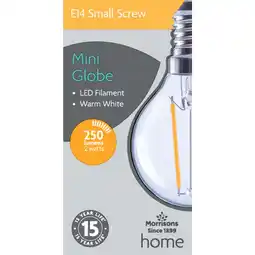 Morrisons Morrisons LED Mini Globe 250 Lumens Ses 2W Light Bulb offer