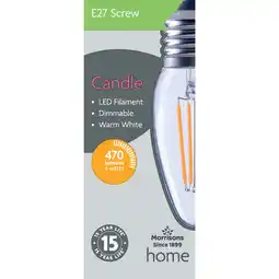 Morrisons Morrisons LED Filament Candle 470 Lumens ES 4W Dimmable Light Bulb offer