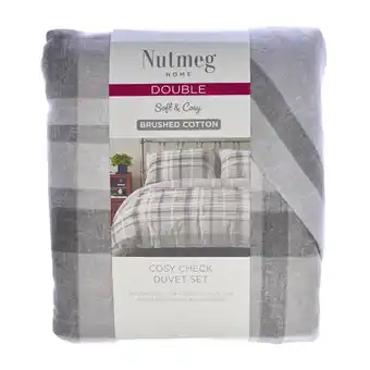 Morrisons Nutmeg Home Brushed Cotton Cosy Check Duvet Set Double offer