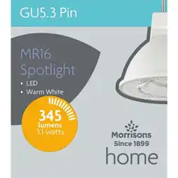 Morrisons Morrisons LED Mr16 Gu5.3 345 Lumens 35W Light Bulb offer