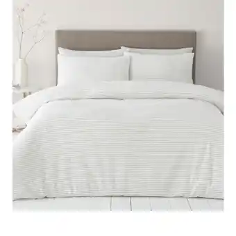 Morrisons Nutmeg Home Striped Seersucker Duvet Set Double offer