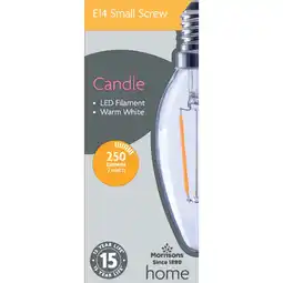 Morrisons Morrisons LED Filament Candle 250 Lumens Ses 2W Light Bulb offer