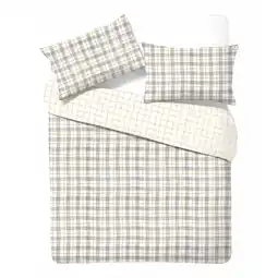 Morrisons Nutmeg 100% Cotton Peachy Check Duvet Set Double offer