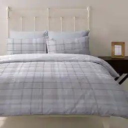 Morrisons Morrisons Checked Grey Brushed Cotton Single Duvet Set offer