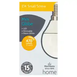 Morrisons Morrisons LED Mini Globe 470 Lumens 5W SES Dimmable Light Bulb offer