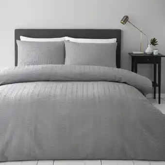 Morrisons Nutmeg Home Grey Seersucker King Duvet Set offer