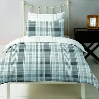 Morrisons Nutmeg Home Brushed Cotton Check Duvet Set Single offer