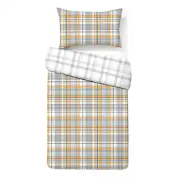 Morrisons Nutmeg Home Easy Care Ochre Check Duvet Set Single offer