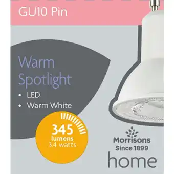 Morrisons Morrisons LED Gu10 Warm White 2700K 3.4W Light Bulb offer