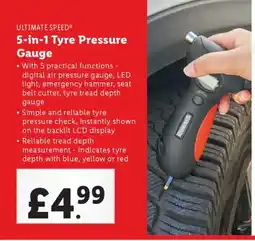 Lidl ULTIMATE SPEED® 5-in-1 Tyre Pressure Gauge offer