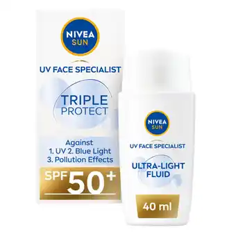 Asda Nivea Sun UV Face Specialist Triple Protect Sun Fluid SPF 50+ 40ML offer