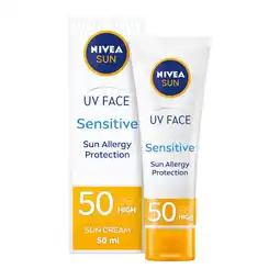 Asda Nivea Sun UV Face Soothing Sensitive Sun Cream SPF 50+ 50ML offer