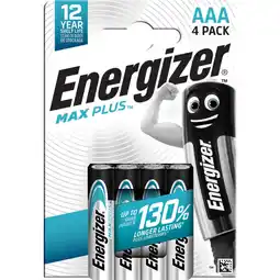 Asda Energizer Max Plus AAA Batteries, Alkaline, 4 Pack offer