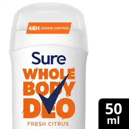 Morrisons Sure Women Fresh Citrus Whole Body Deodorant Stick 48h Odour Control 50ml offer