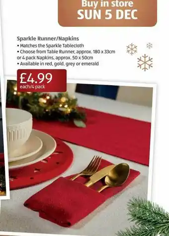 Aldi Sparkle Runner Napkins offer
