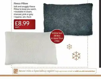 Aldi Fleece Pillow Soft And Snuggly Fleece Pillow To Keep You Warm offer