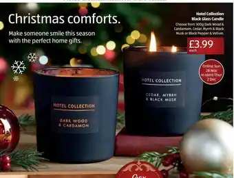 Aldi Hotel Collection Black Glass Candle offer