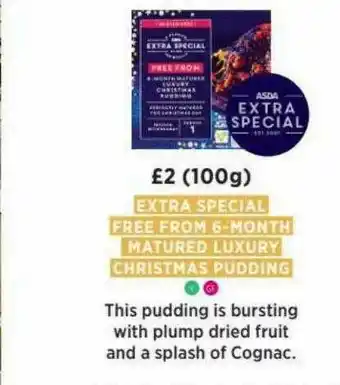 Asda Extra Special Free Ffrom 6-month Matured Luxury Christmas Pudding offer