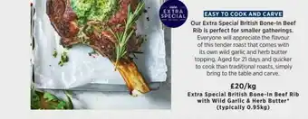 Asda Extra Special British Bone-in Beef Rib With Wild Garlic & Herb Butter offer