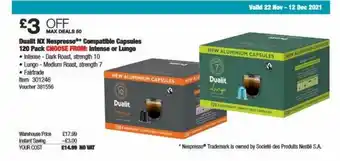 Costco Dualit Nx Nespresso Compatible Capsules 120 Pack offer