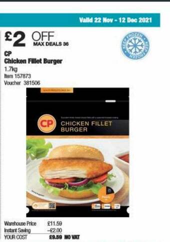 Costco Cp Chicken Fillet Burger offer