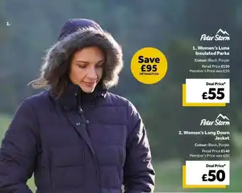 GO Outdoors Women's Luina Insulated Parka Women's Long Down Jacket Peter Storm offer