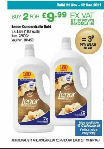 Costco Lenor Concentrate Gold offer