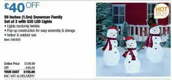 Costco 59 Inches 1.5m Snowman Family Set Of 3 With 520 Led Lights offer