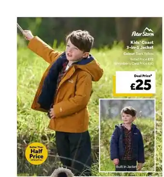 GO Outdoors Kids' Coast 3-in-1 Jacket Peter Storm offer