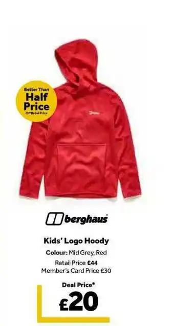 GO Outdoors Kids' Logo Hoody Berghaus offer