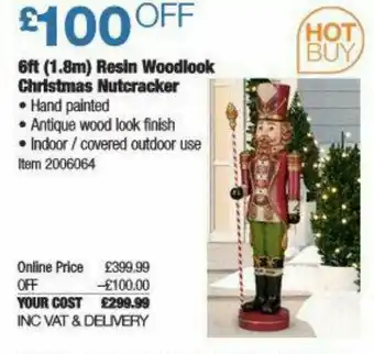 Costco 6ft 1.8m Resin Woodlook Christmas Nutcracker offer