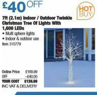 7ft 2.1m Indoor Outdoor Twinkle Christmas Tree Of Lights With 1,600 Leds