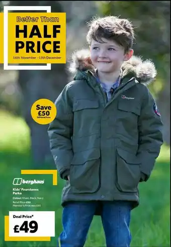 GO Outdoors Berghaus Kids' Fourstones Parka offer