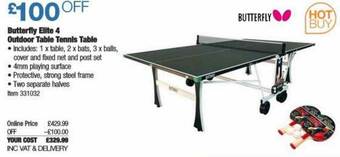 Costco Butterfly Elite 4 Outdoor Table Tennis Table offer