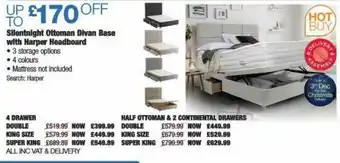 Costco Silentnight Ottoman Divan Base With Harper Headboard offer